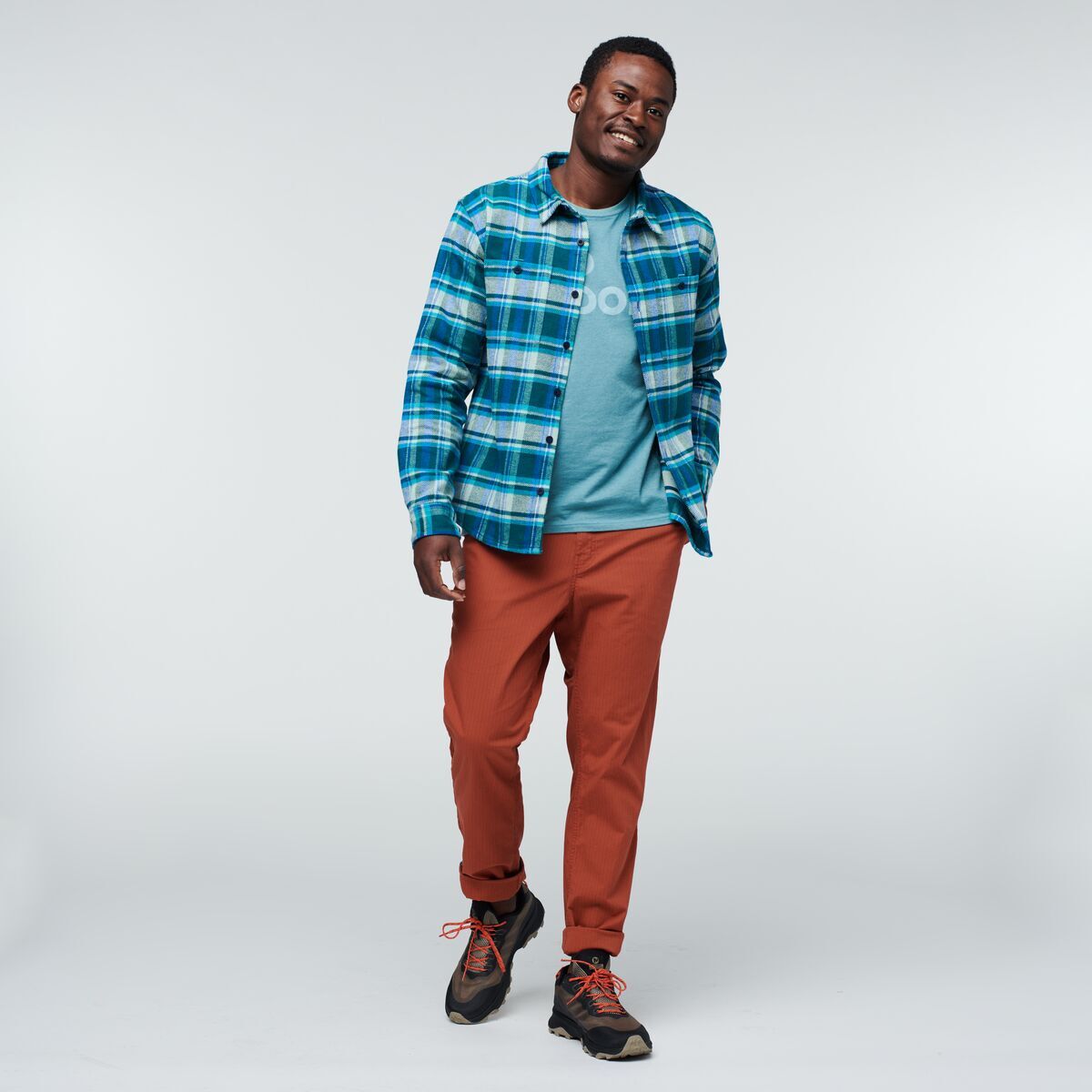 Mero Flannel Shirt - Men's, Deep Ocean Plaid, Model Jeremy