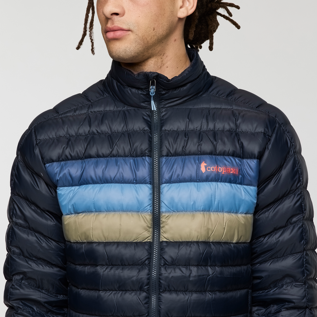 Fuego Down Jacket - Men's, Carbon Stripes, Model Kai