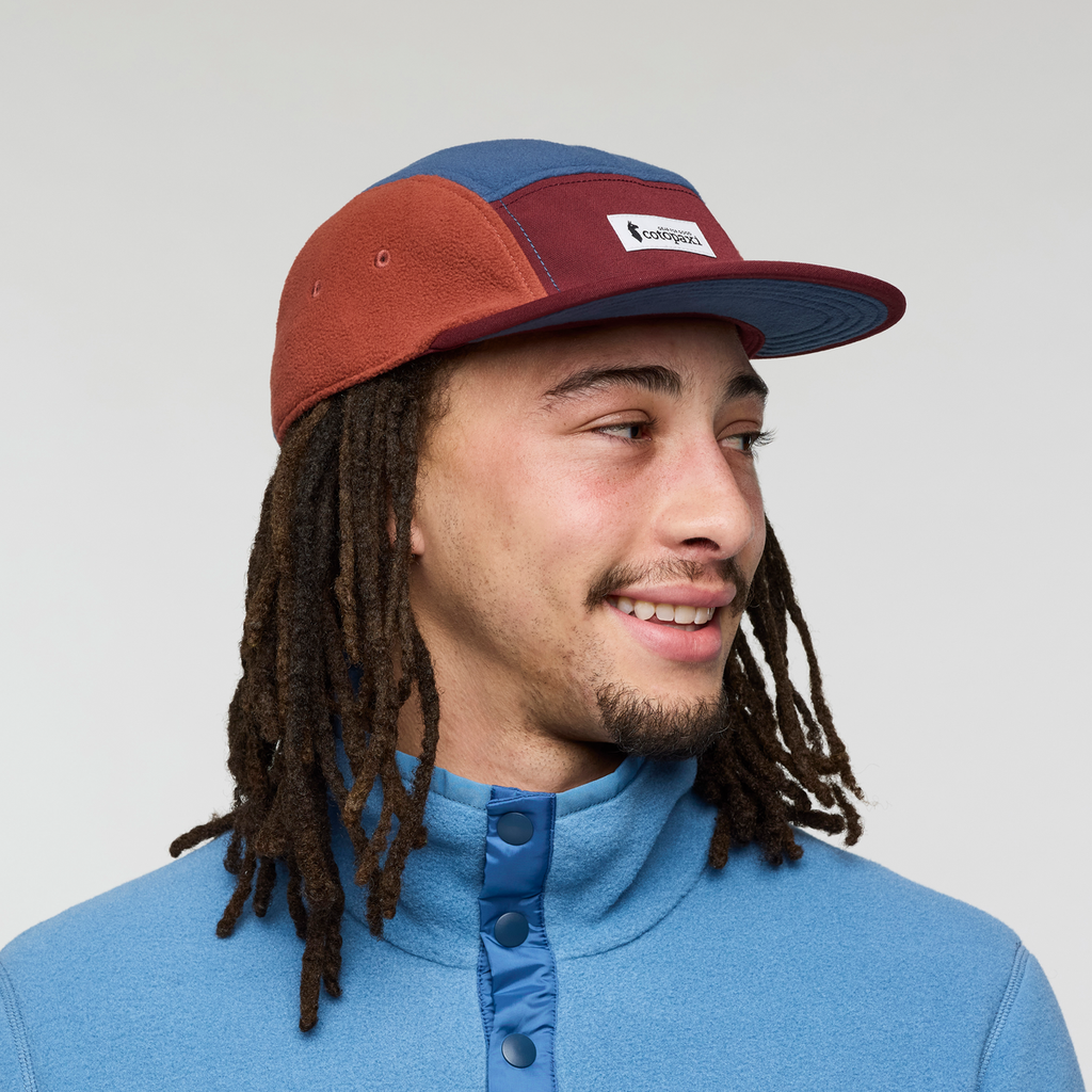 Fleece 5-Panel Hat, Mulberry/Deep Sea, Detail