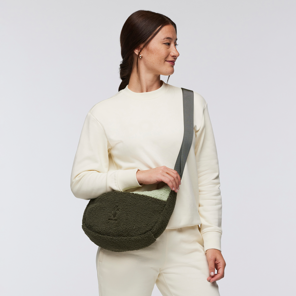 High Pile Fleece 6L Crescent Bag, Fatigue/Green Tea, Detail