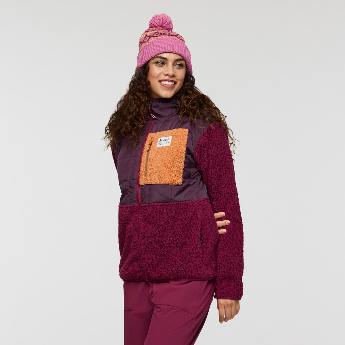 Trico Hybrid Hooded Jacket - Women's, Blackberry/Jam, Model Avery