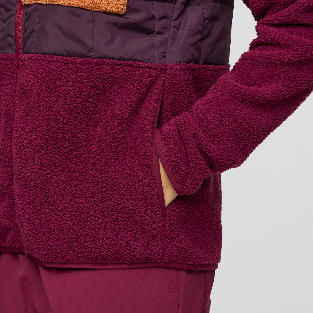 Trico Hybrid Hooded Jacket - Women's, Blackberry/Jam, Model Avery