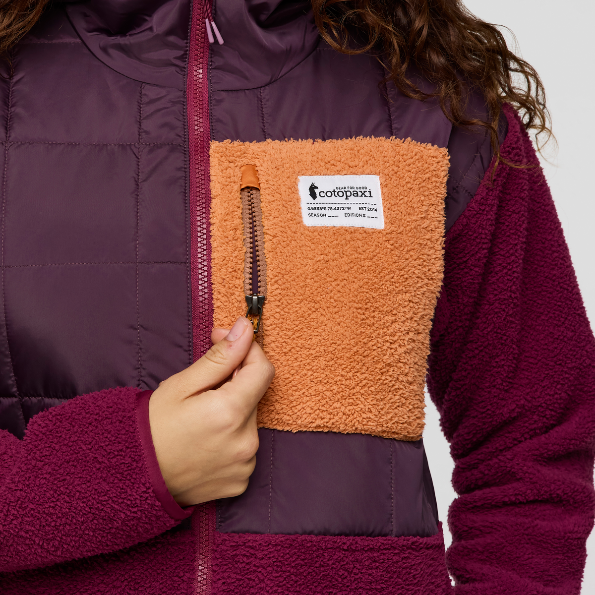 Trico Hybrid Hooded Jacket - Women's, Blackberry/Jam, Model Avery