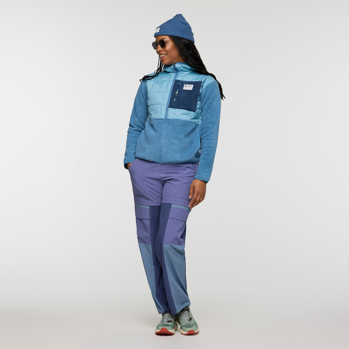 Trico Hybrid Hooded Jacket - Women's, Fjord/Fjord, Model Charlie