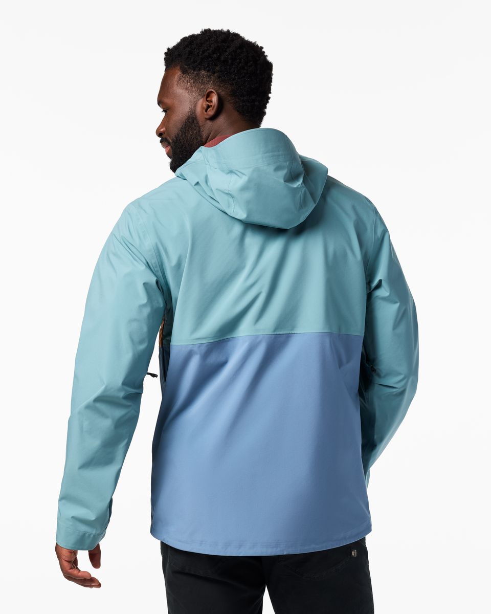 Impermeo 3L Hooded Shell Jacket - Men's, Everglade/Steel Blue, Model Kirk