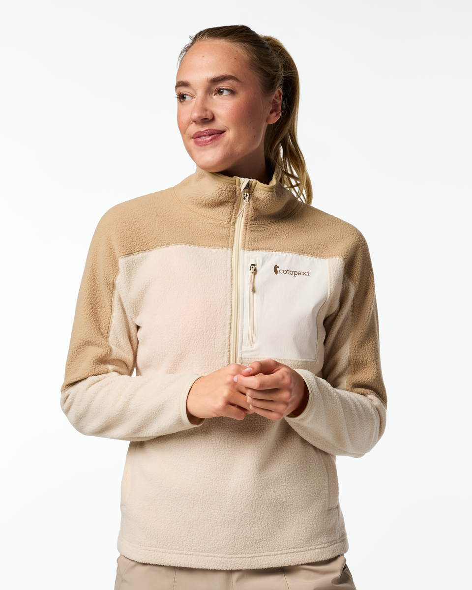 Abrazo Fleece Half-Zip Jacket - Women's, Khaki/Cream, Model Ellen