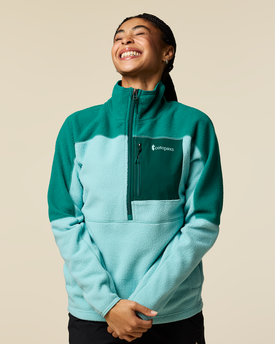 Abrazo Fleece Half-Zip Jacket - Women's, Malachite/Tide Pool, Model Kalu