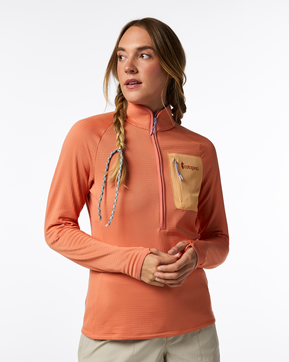 Otero Fleece Half-Zip Pullover - Women's, Grapefruit, Model Ellen