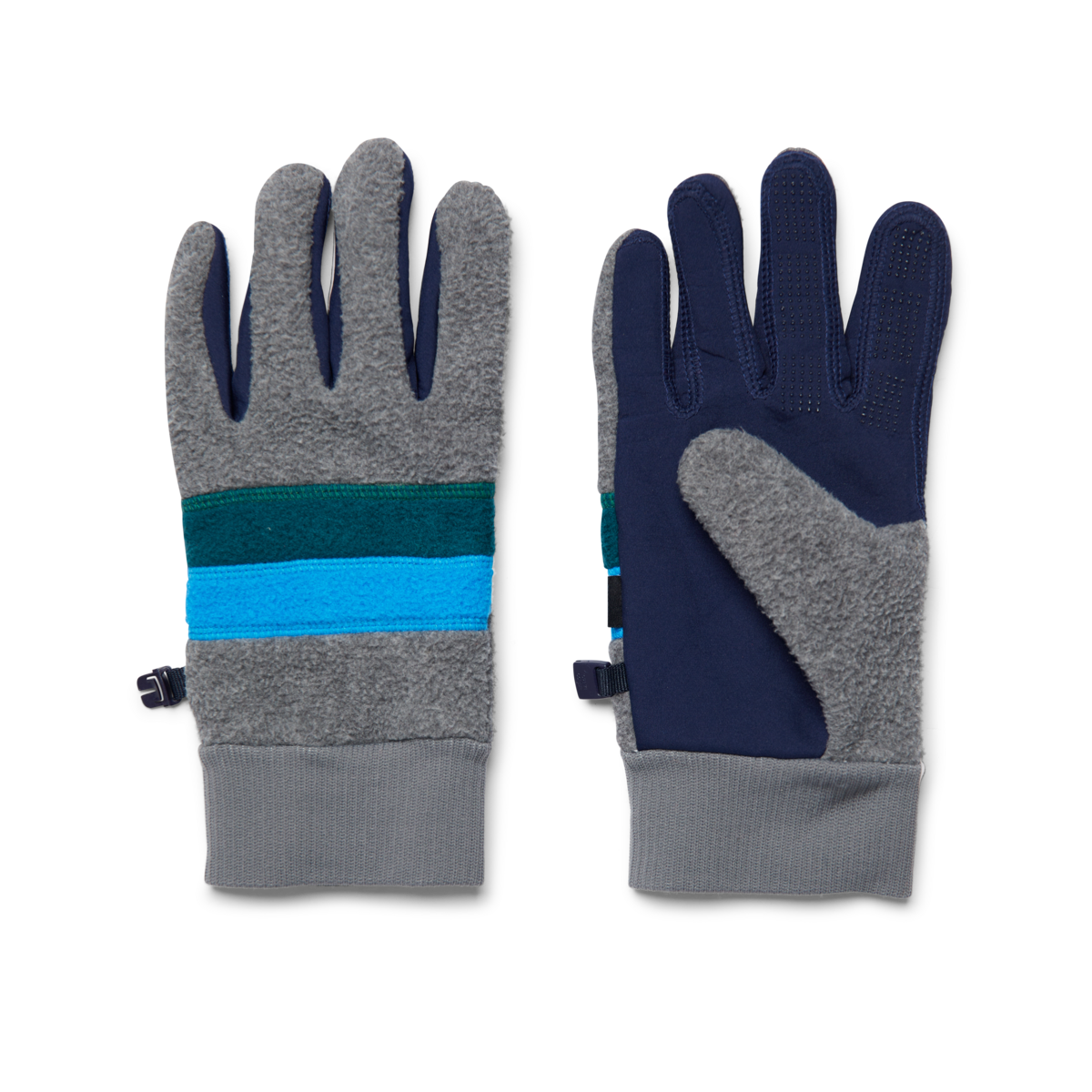 Teca Fleece Gloves, Heather Grey/Deep Ocean