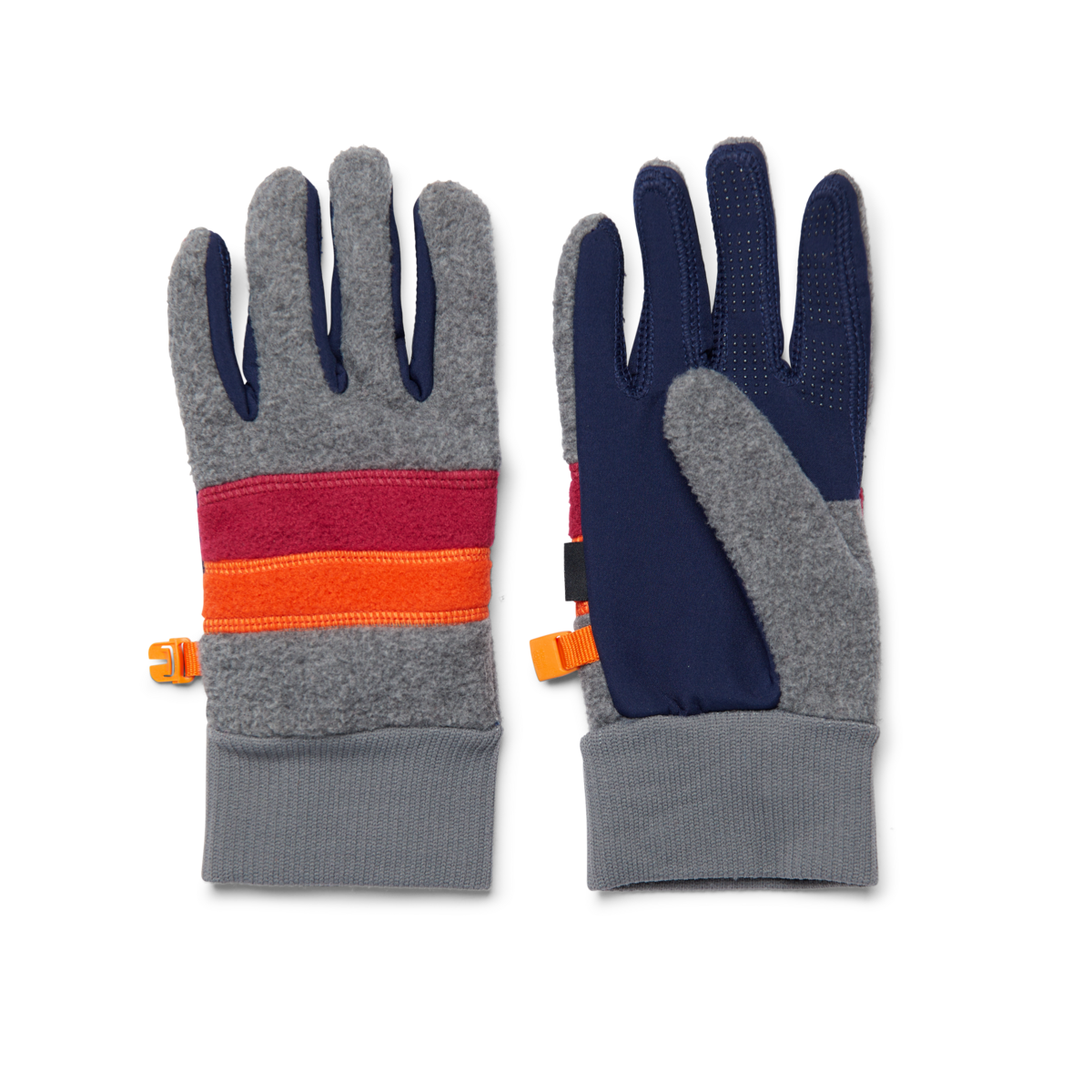 Teca Fleece Gloves, Heather Grey/Raspberry