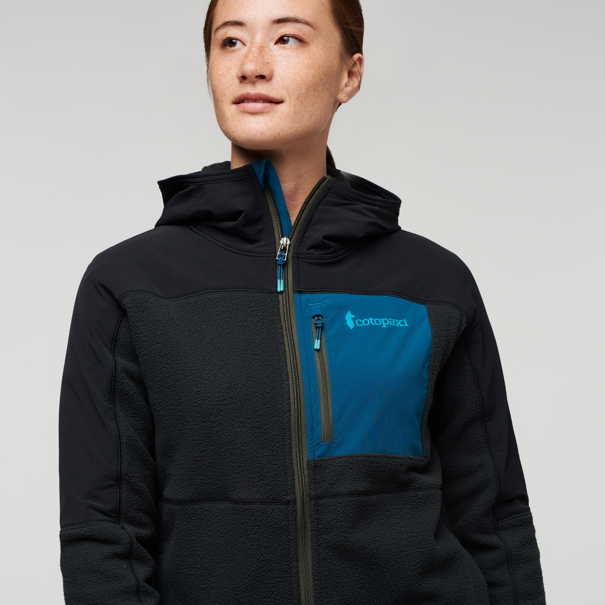Abrazo Fleece Hooded Full-Zip Jacket - Women's, Black, Model Aya