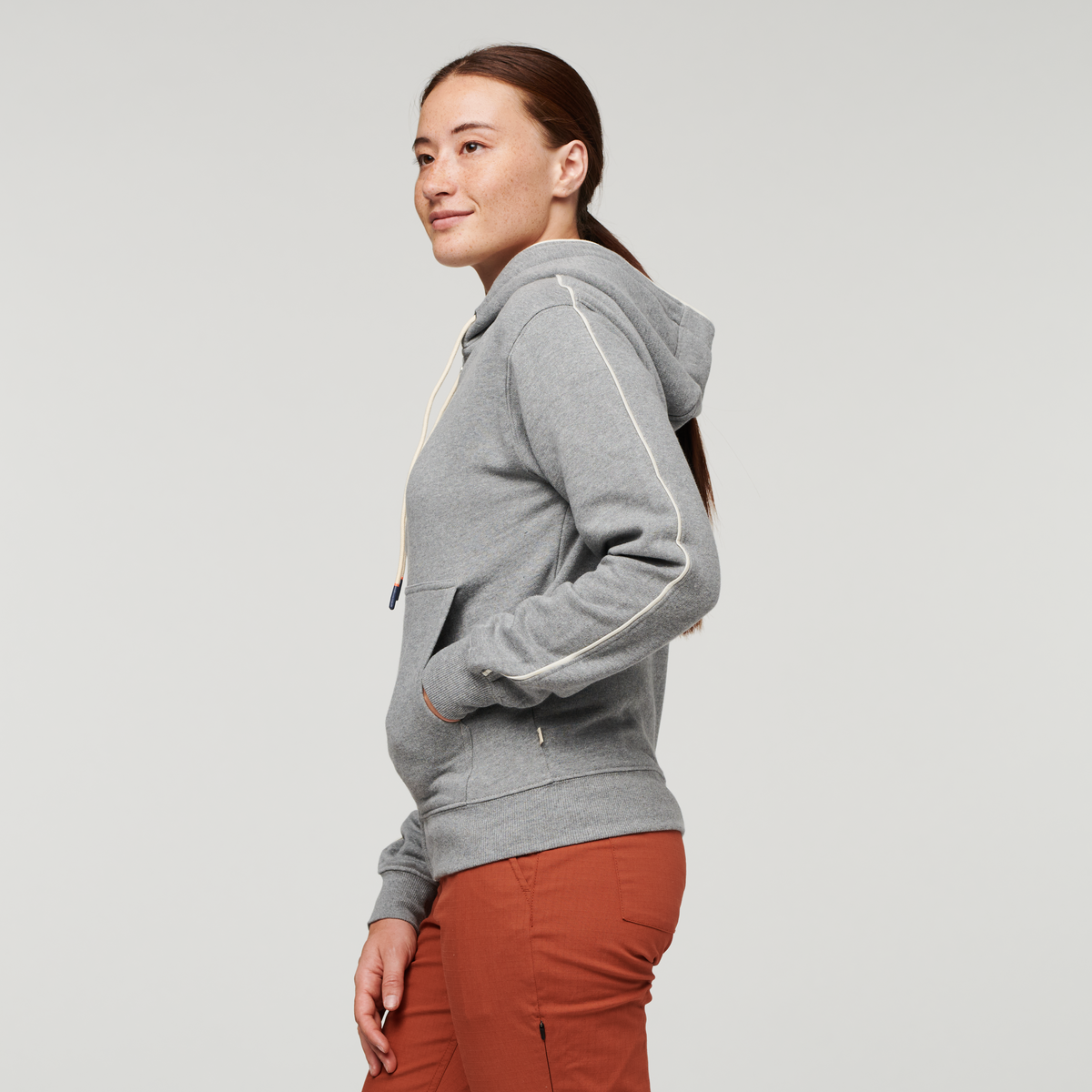 Do Good Organic Full-Zip Hoodie - Women's, Heather Grey, Model Aya