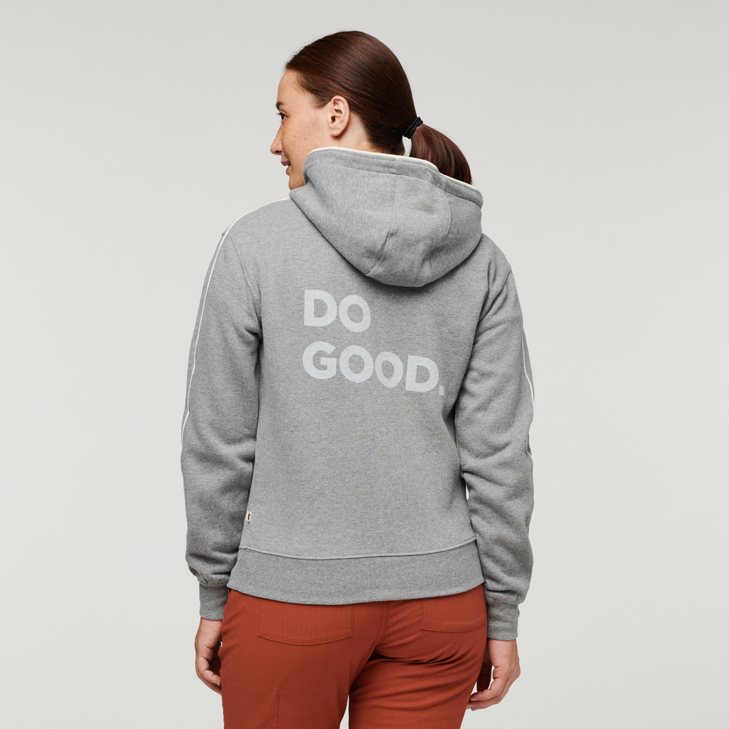 Do Good Organic Full-Zip Hoodie - Women's, Heather Grey, Model Aya