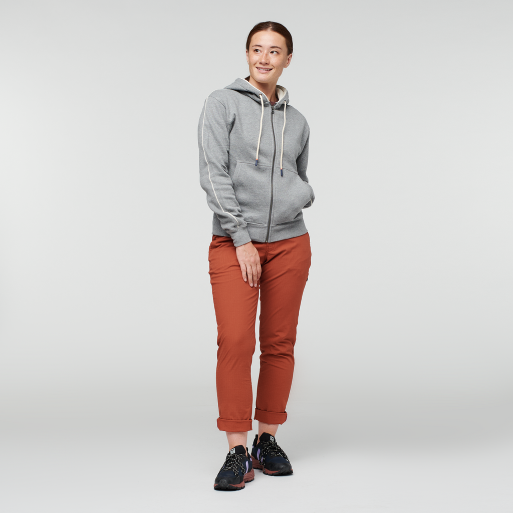 Do Good Organic Full-Zip Hoodie - Women's, Heather Grey, Model Aya