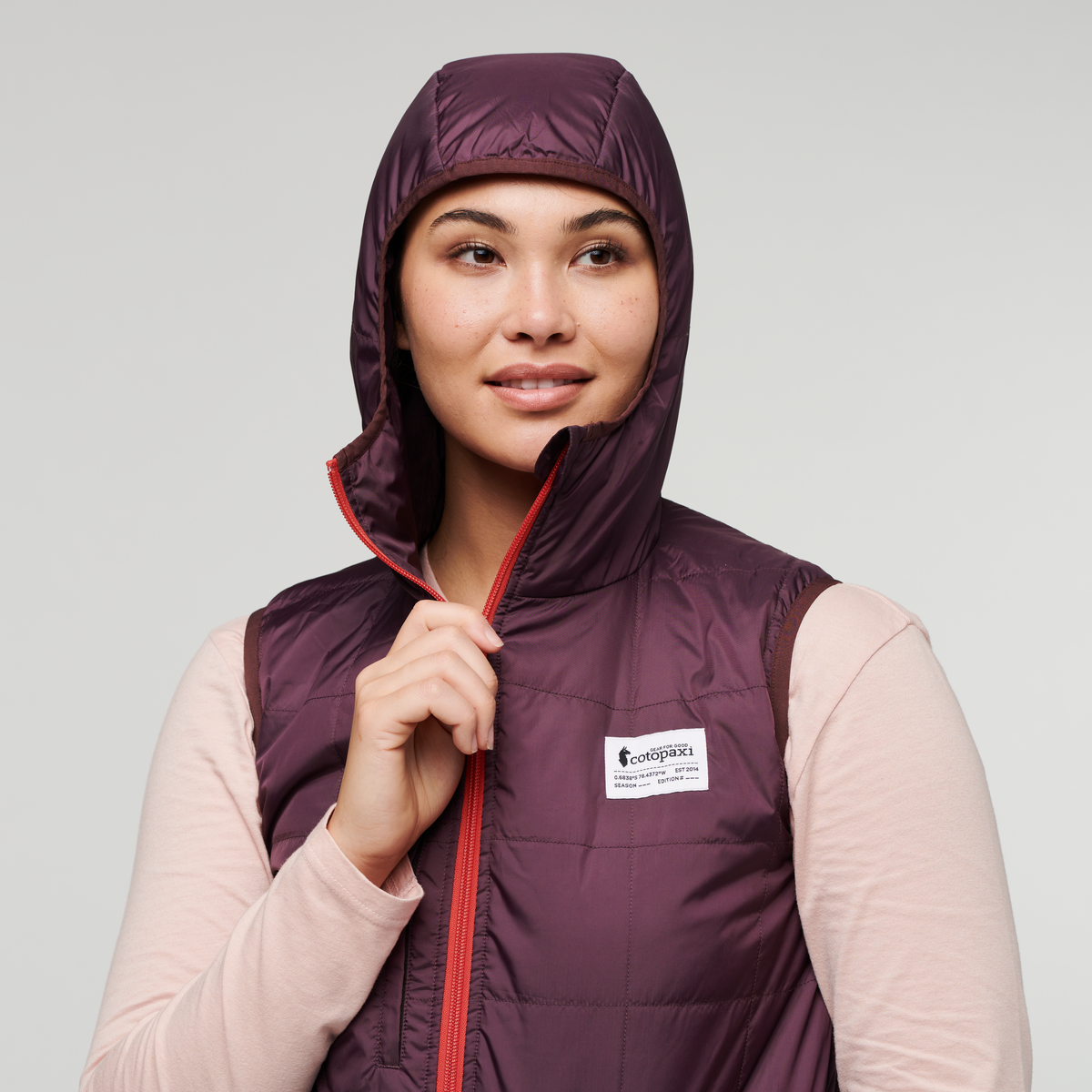Teca Cálido Hooded Vest - Women's, Provence, Model Maile