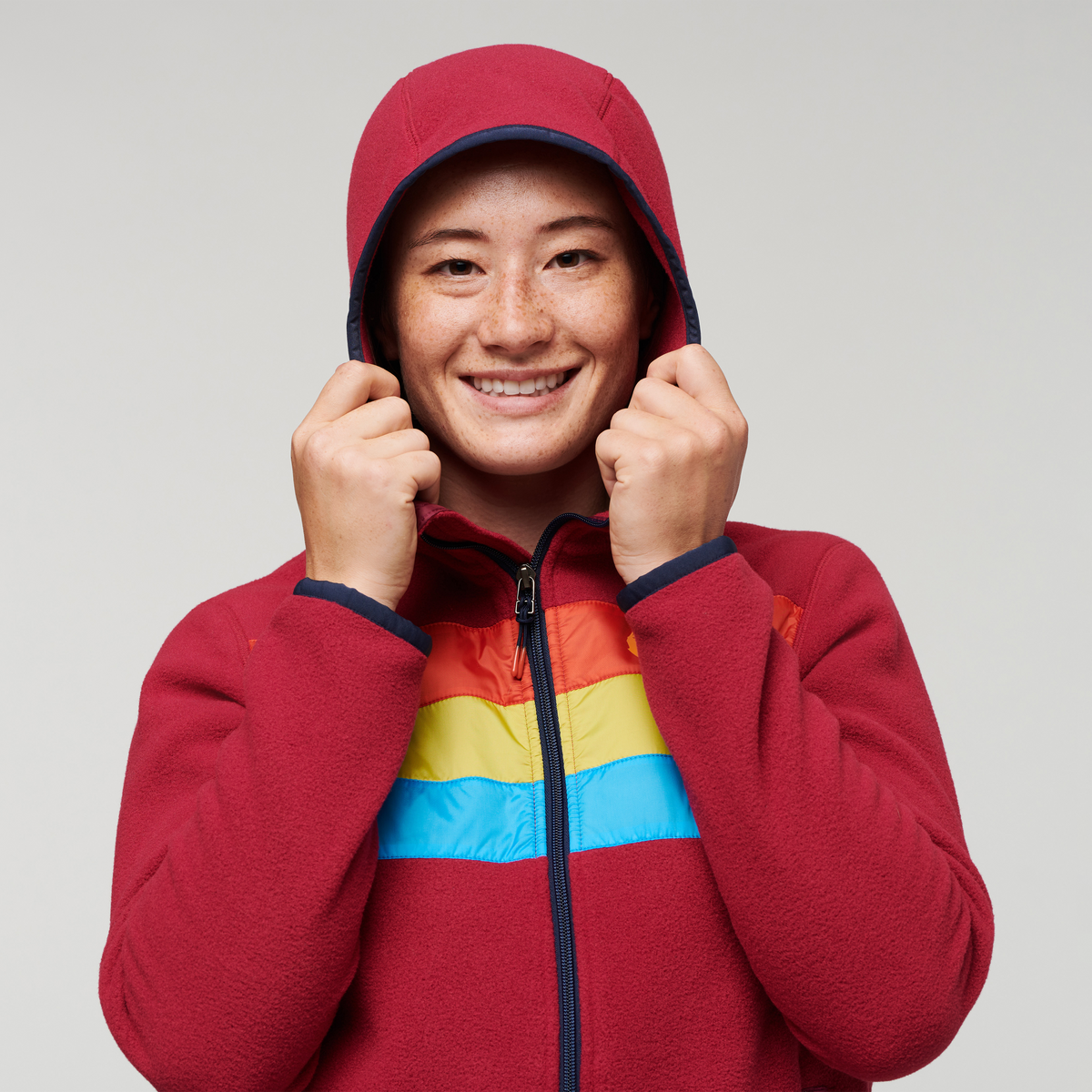Teca Fleece Hooded Full-Zip Jacket - Women's, Danger Zone, Model Aya
