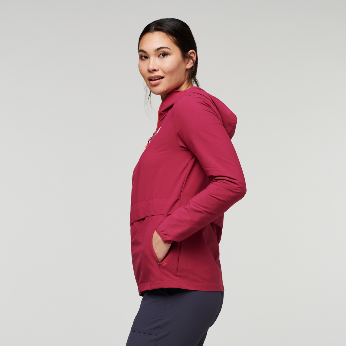 Viento Travel Jacket - Women's, Raspberry, Model Maile