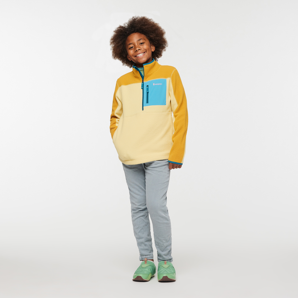 Abrazo Half-Zip Fleece Jacket - Kids', Amber/Wheat, Model Isaiah