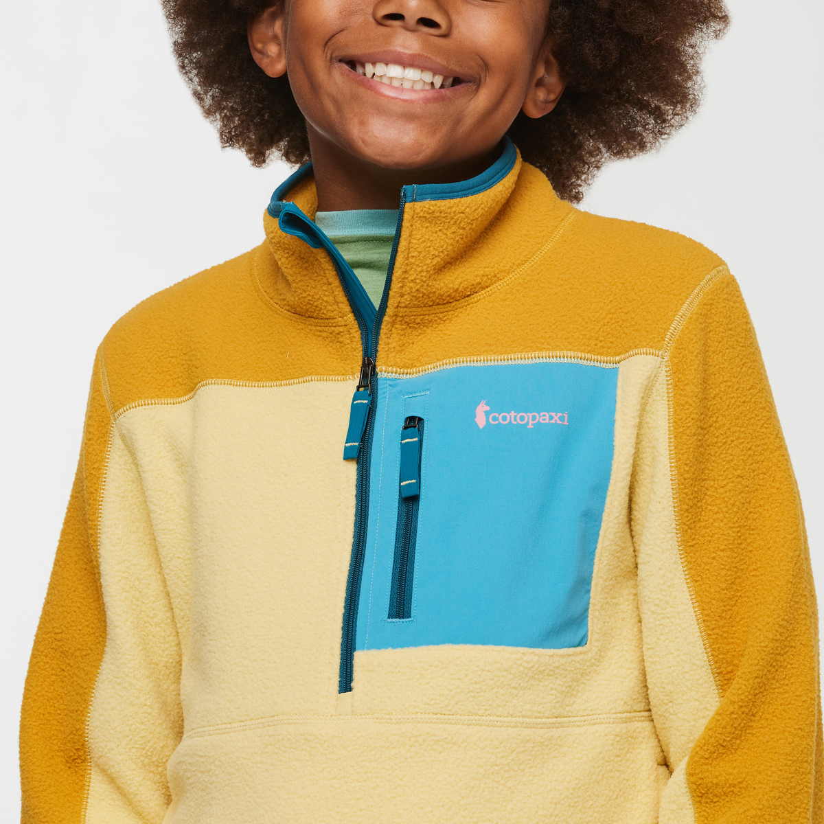 Abrazo Half-Zip Fleece Jacket - Kids', Amber/Wheat, Model Isaiah