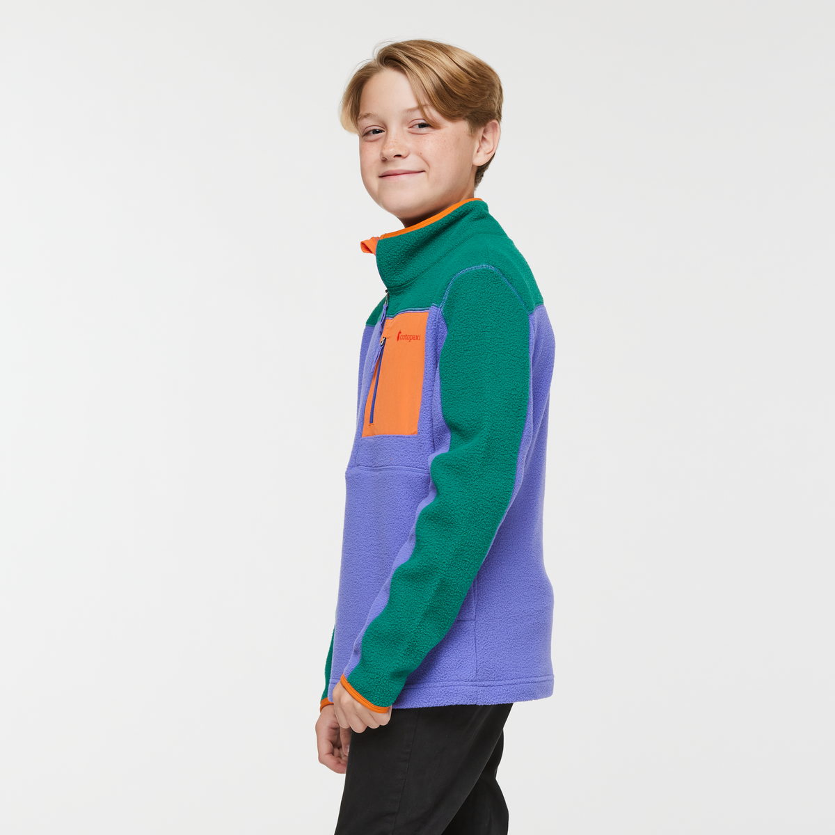 Abrazo Half-Zip Fleece Jacket - Kids', Greenery/Amethyst, Model Dax