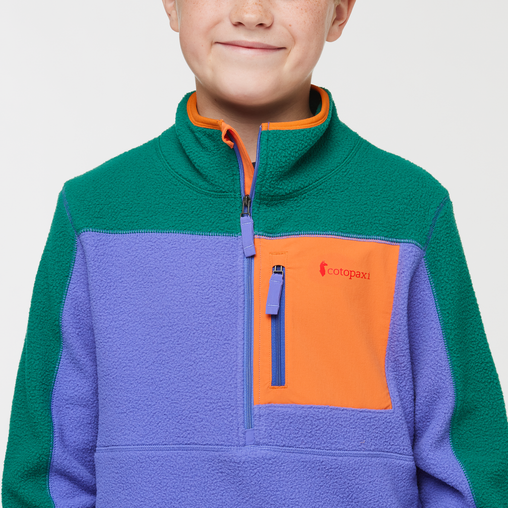 Abrazo Half-Zip Fleece Jacket - Kids', Greenery/Amethyst, Model Dax