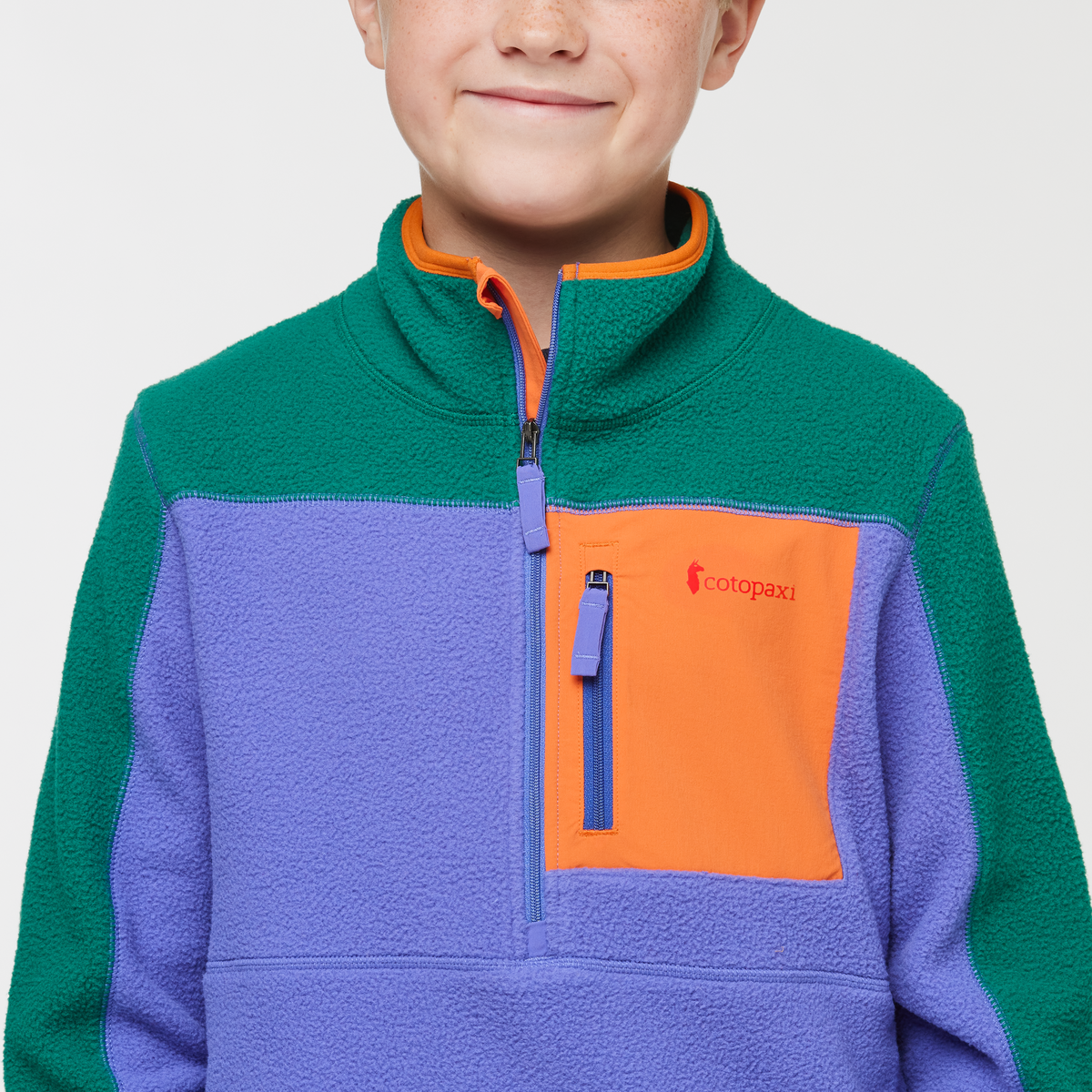 Abrazo Half-Zip Fleece Jacket - Kids', Greenery/Amethyst, Model Dax
