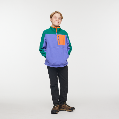Abrazo Half-Zip Fleece Jacket - Kids', Greenery/Amethyst, Model Dax