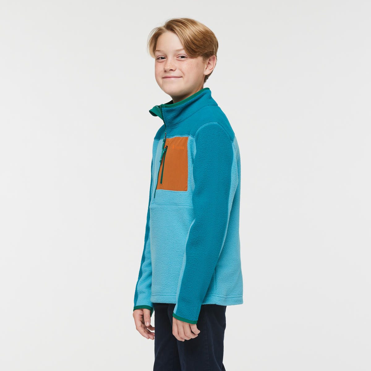 Abrazo Half-Zip Fleece Jacket - Kids', Gulf/Poolside, Model Dax