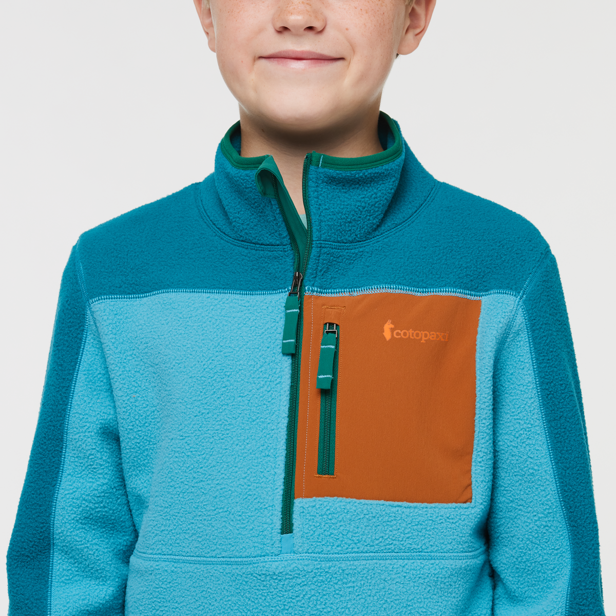Abrazo Half-Zip Fleece Jacket - Kids', Gulf/Poolside, Model Dax