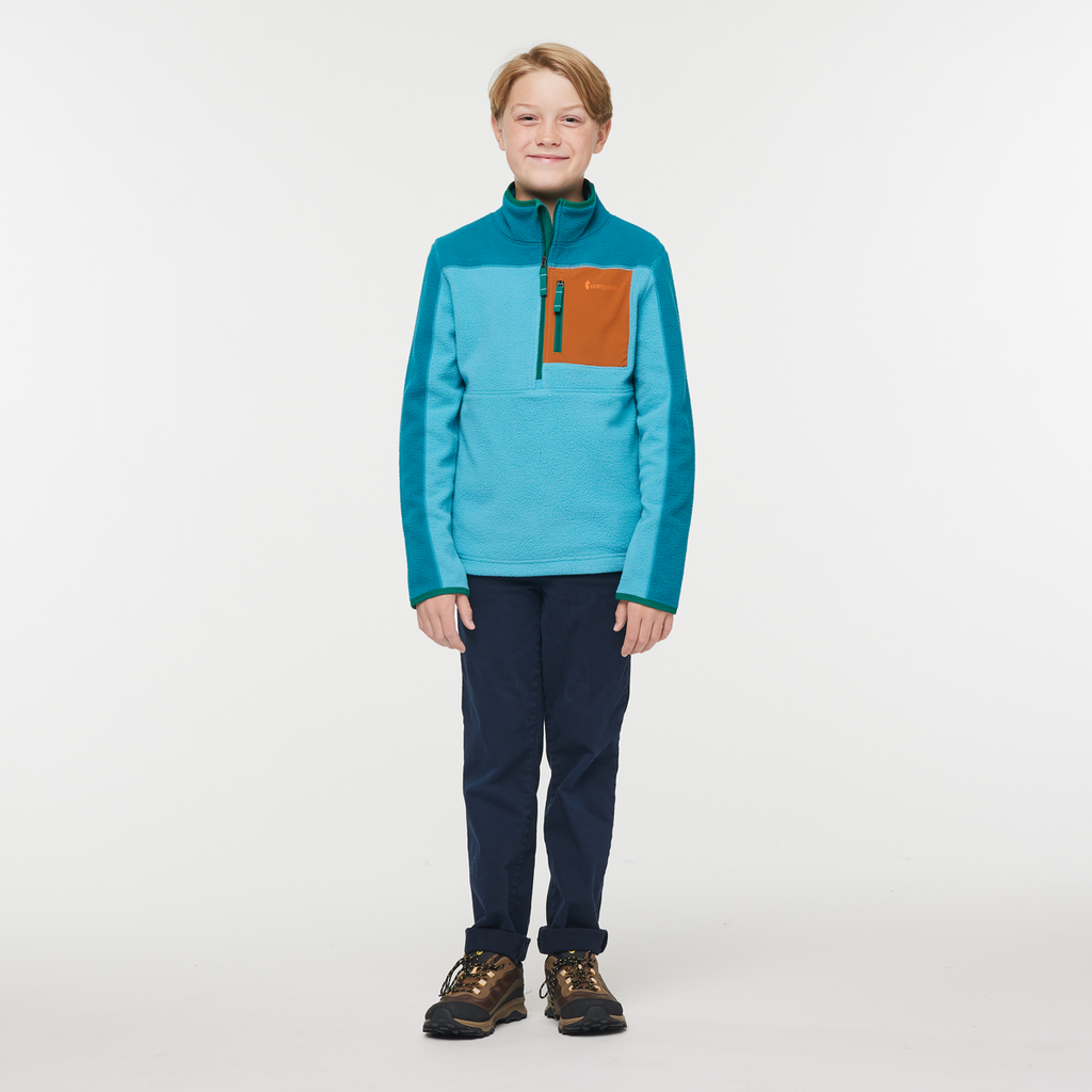 Abrazo Half-Zip Fleece Jacket - Kids', Gulf/Poolside, Model Dax