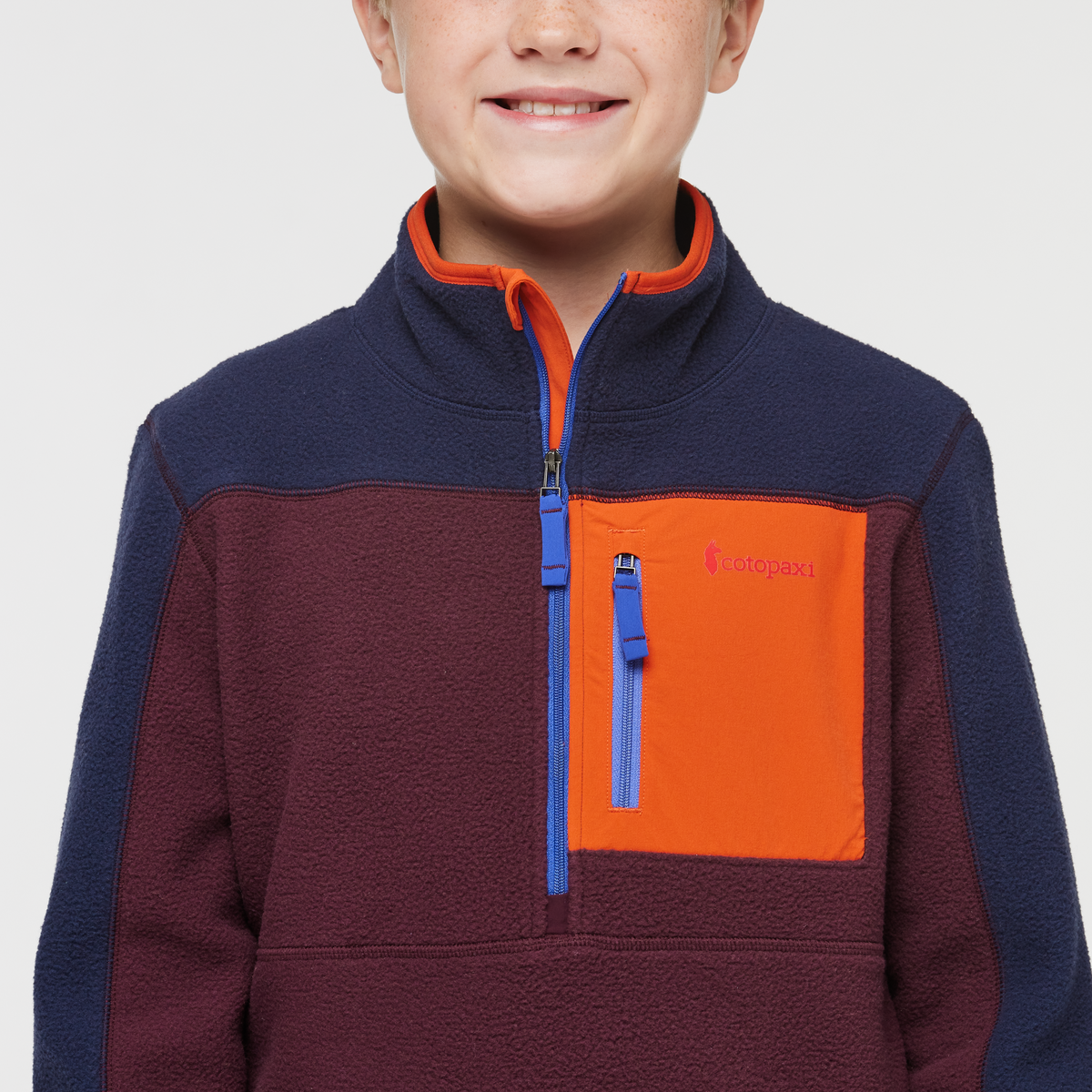 Abrazo Half-Zip Fleece Jacket - Kids', Maritime/Wine, Model Dax