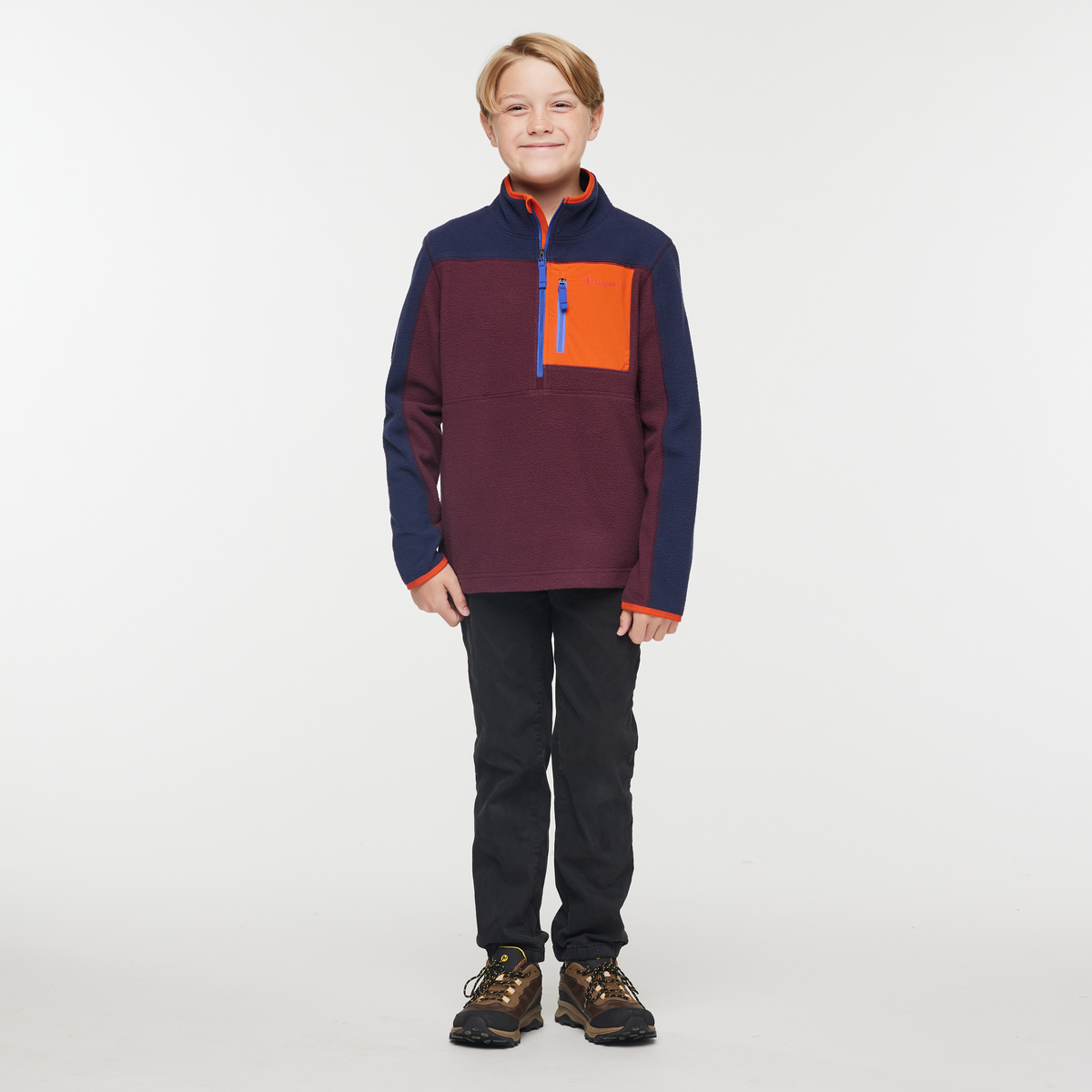Abrazo Half-Zip Fleece Jacket - Kids', Maritime/Wine, Model Dax