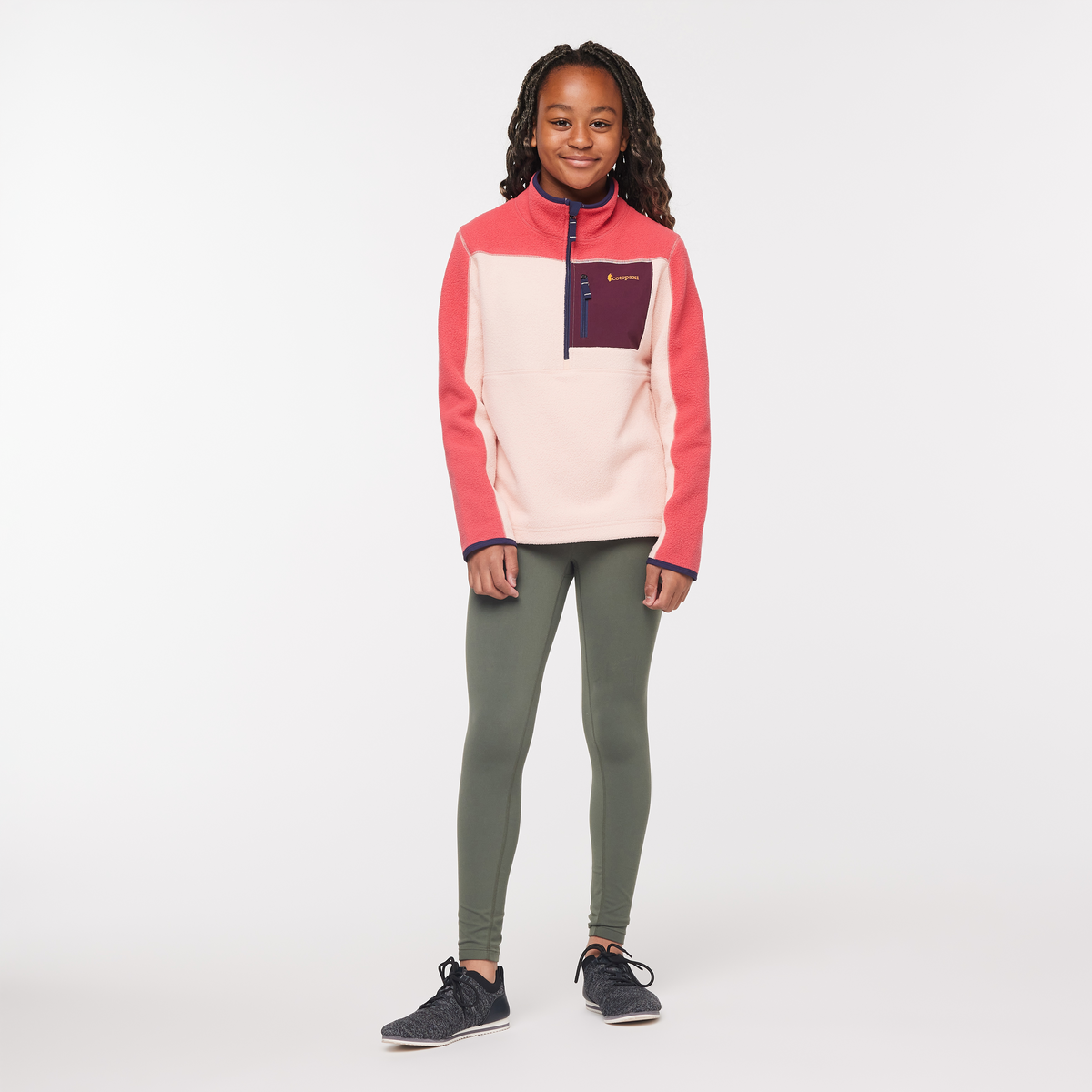 Abrazo Half-Zip Fleece Jacket - Kids', Strawberry/Rosewood, Model Adelina