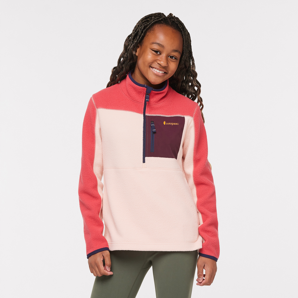 Abrazo Half-Zip Fleece Jacket - Kids', Strawberry/Rosewood, Model Adelina