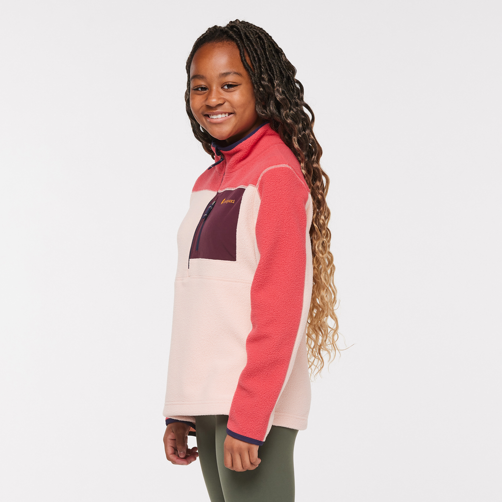 Abrazo Half-Zip Fleece Jacket - Kids', Strawberry/Rosewood, Model Adelina
