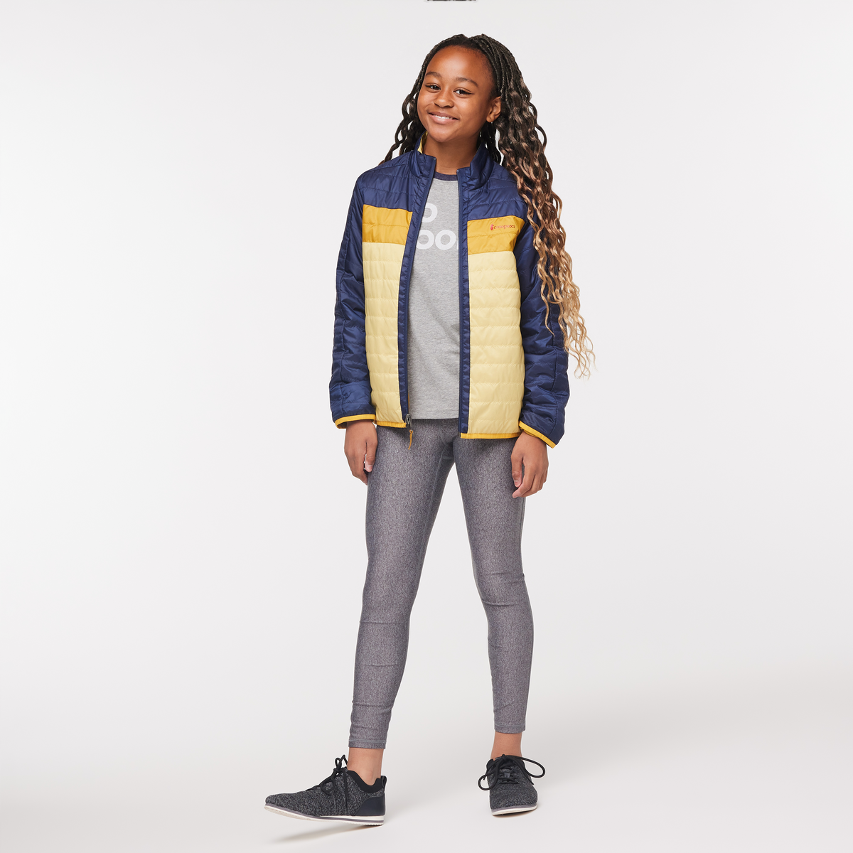 Kids' Capa Insulated Jacket, Maritime/Wheat, Model Adelina