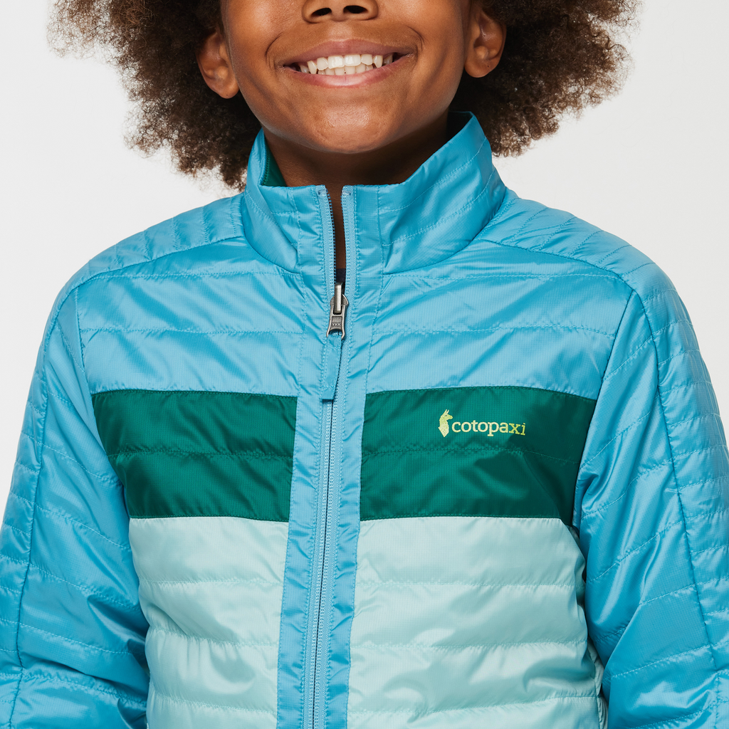 Capa Insulated Jacket- Kids', Poolside/Sea Glass, Model Isaiah
