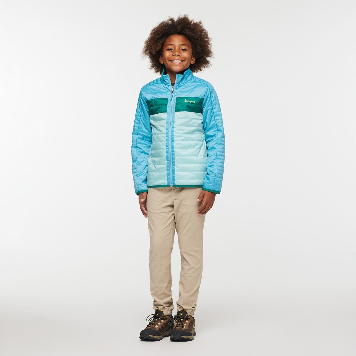Capa Insulated Jacket- Kids', Poolside/Sea Glass, Model Isaiah