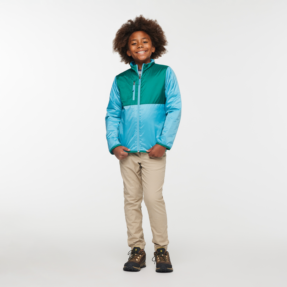 Capa Insulated Jacket- Kids', Poolside/Sea Glass, Model Isaiah