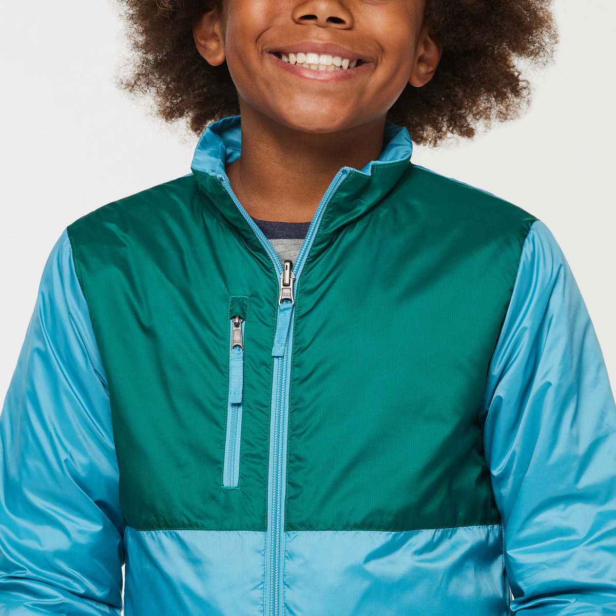Capa Insulated Jacket- Kids', Poolside/Sea Glass, Model Isaiah