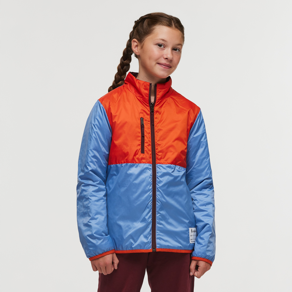 Capa Insulated Jacket- Kids', Wine/Lupine, Model Gemma Nye