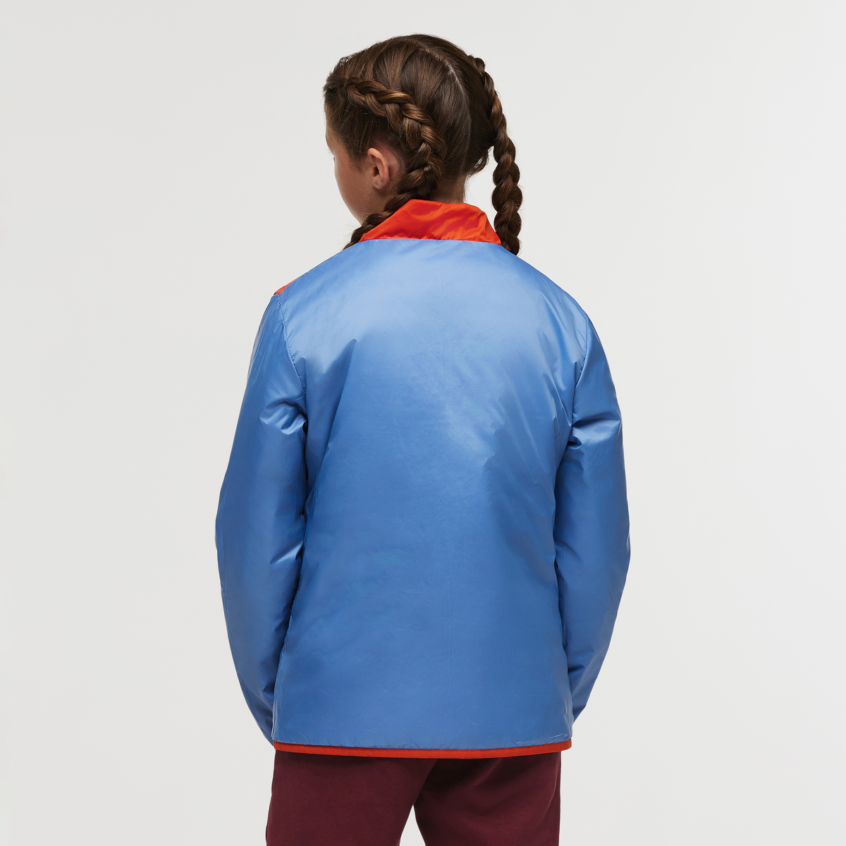 Capa Insulated Jacket- Kids', Wine/Lupine, Model Gemma Nye