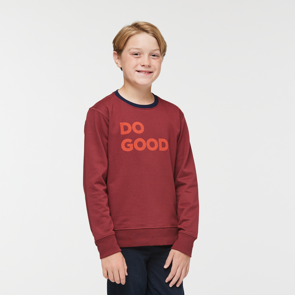 Do Good Crew Sweatshirt - Kids', Burgundy, Model Dax
