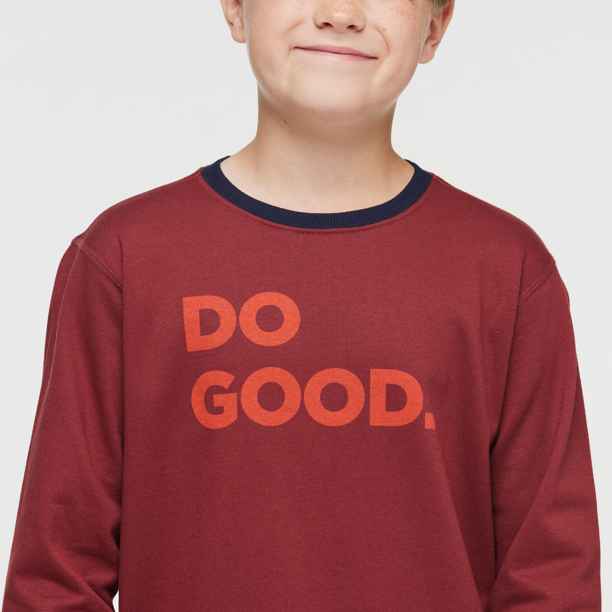 Do Good Crew Sweatshirt - Kids', Burgundy, Model Dax
