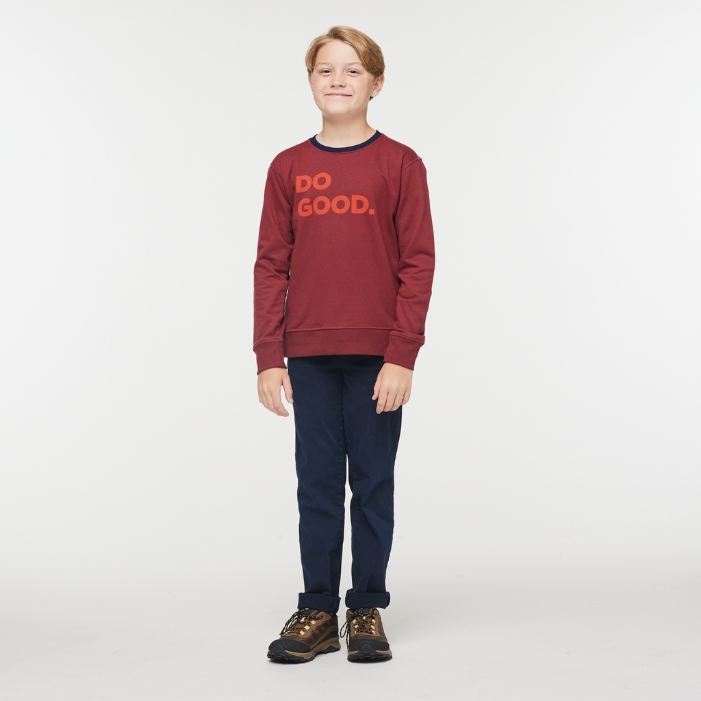 Do Good Crew Sweatshirt - Kids', Burgundy, Model Dax