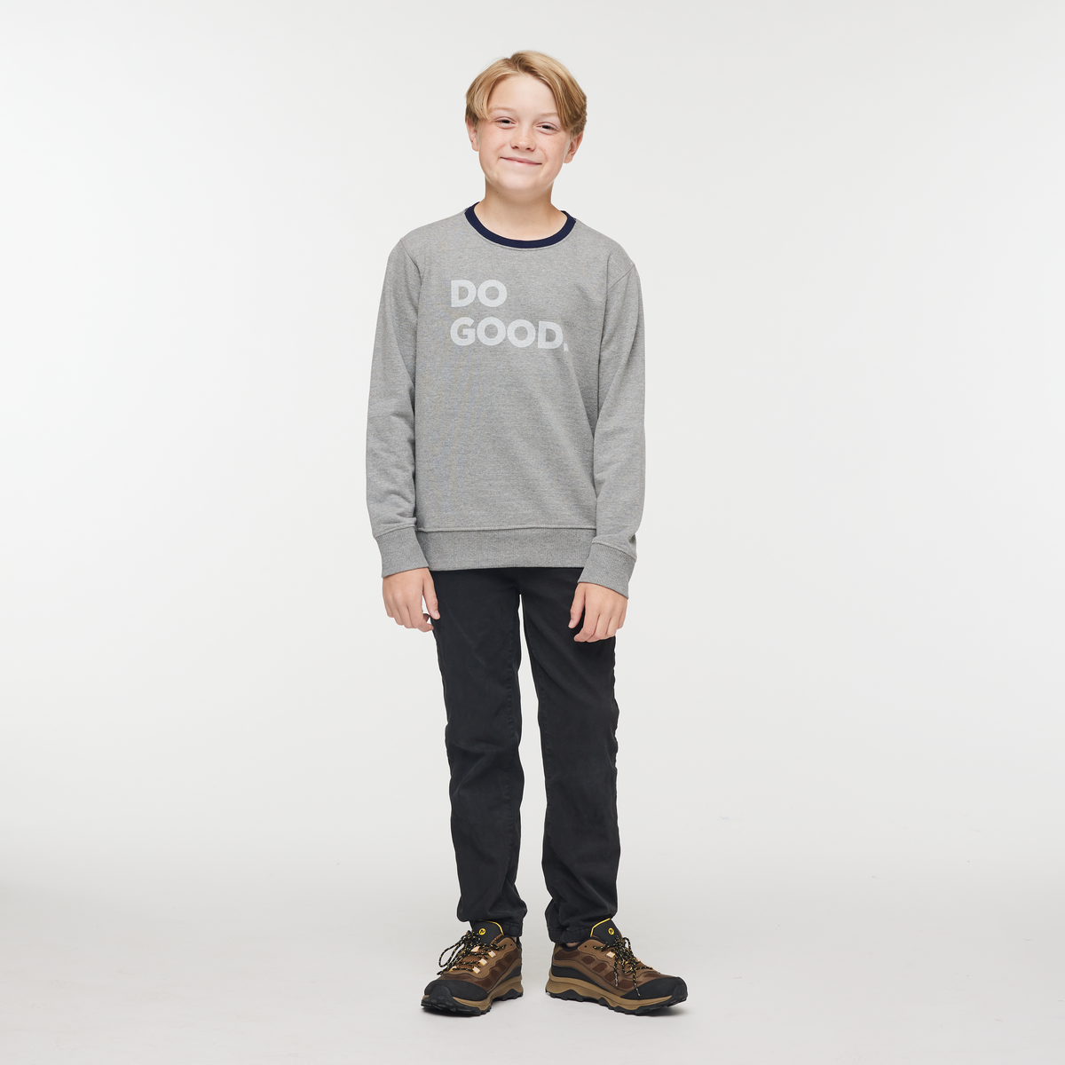 Do Good Crew Sweatshirt - Kids', Heather Grey, Model Dax