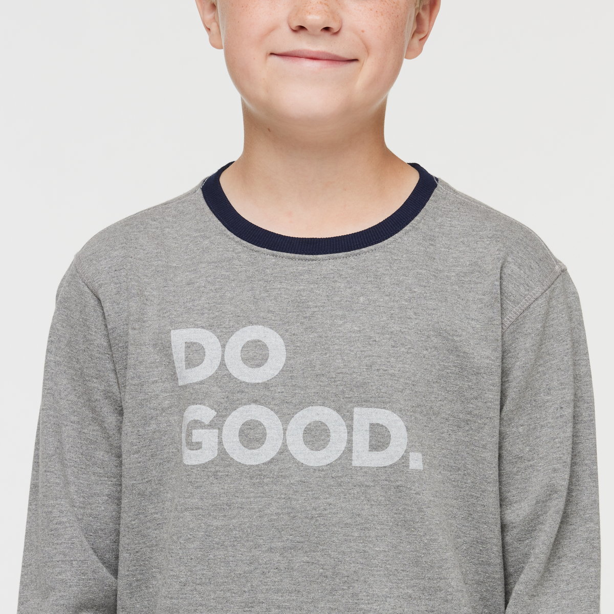 Do Good Crew Sweatshirt - Kids', Heather Grey, Model Dax
