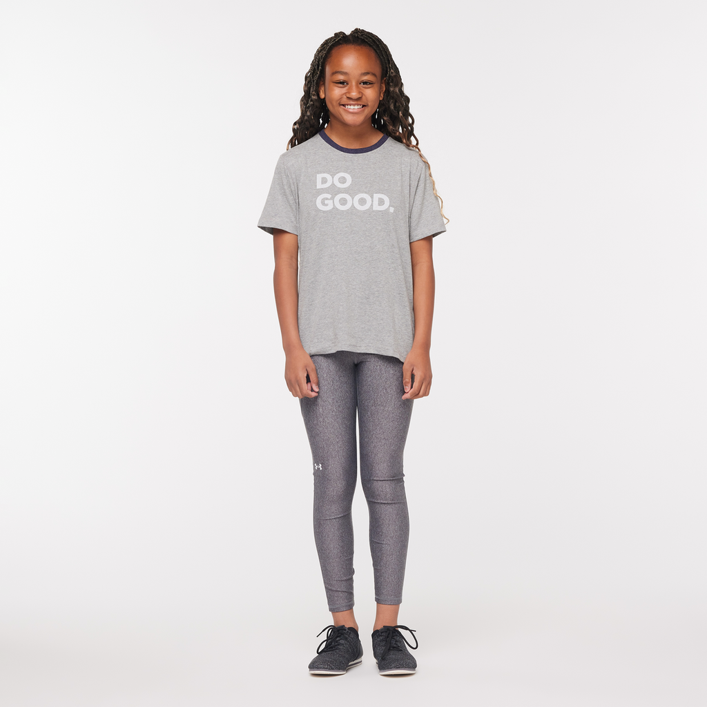 Do Good Organic T-Shirt - Kids', Heather Grey, Model Adelina