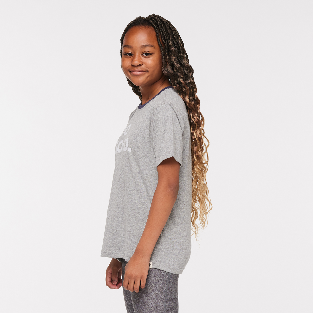 Do Good Organic T-Shirt - Kids', Heather Grey, Model Adelina