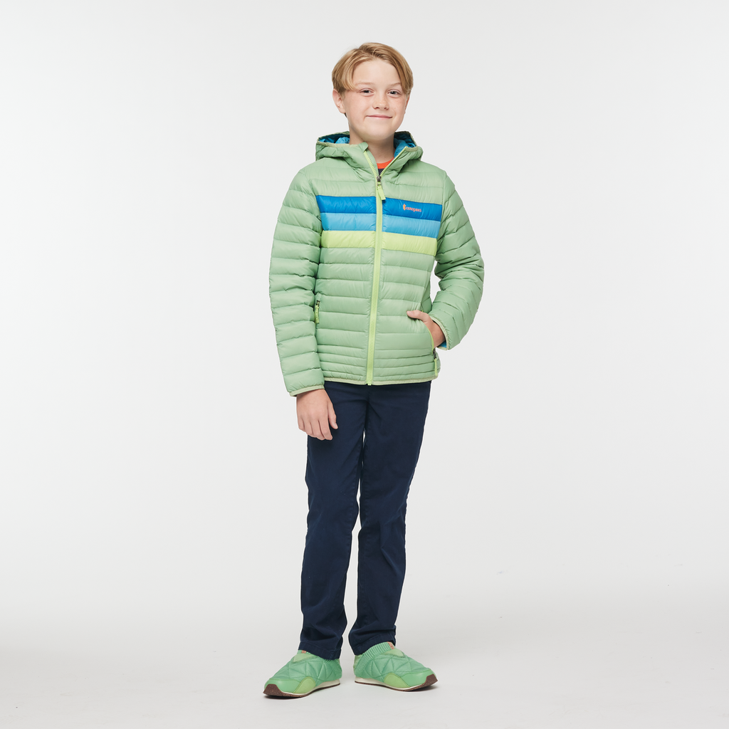 Fuego Hooded Down Jacket - Kids', Aspen Stripes, Model Dax
